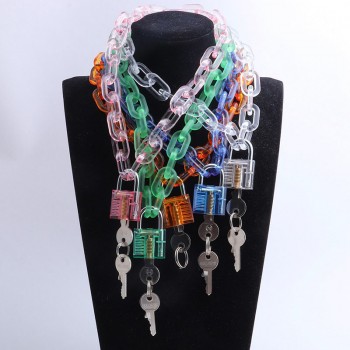Punk Acrylic Chain Lock Pendant Necklace