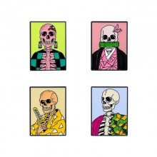Demon Slayer skeleton anime Alloy Enamel Badges Br...