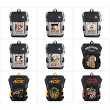One Piece anime USB nylon backpack school bag