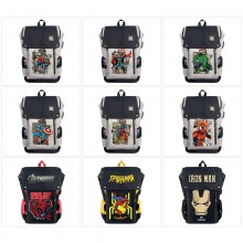 Super Hero Iron Spider Super Man Batman USB nylon backpack school bag