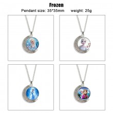 Frozen anime Two-sided Rotatable Round Crystal Nec...