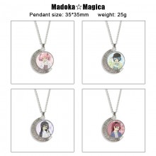 Puella Magi Madoka Magica anime Two-sided Rotatable Round Crystal Necklace