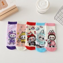 5 Pairs/set Labubu Anime Cotton Socks