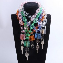 Punk Acrylic Chain Lock Pendant Necklace