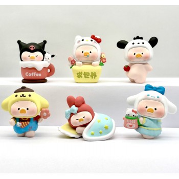 6pcs/set Sanrio Melody kitty Cinnamoroll Kuromi cos pig figures(OPP bag)