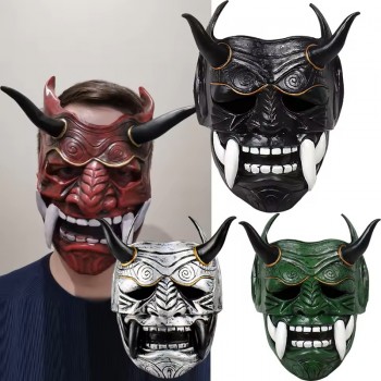 Halloween Japanese Prajna Samurai Latex Mask Cosplay Headgear