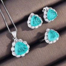 Vintage Simulation Triangle Paraiba Tourmaline Nec...