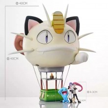 40cm Pokemon Rocket Team Meowth Hot Air Balloon Anime Figures set