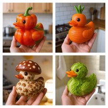 Colorful Whimsical Vegetable Duck figure