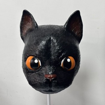 Halloween Black Cat Scary Headger Cosplay Latex Mask