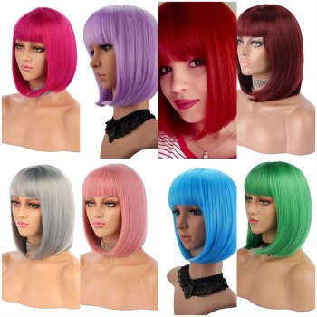 Halloween Synthetic Straight Party Women Bob Cosplay Headwear Short Wigs
