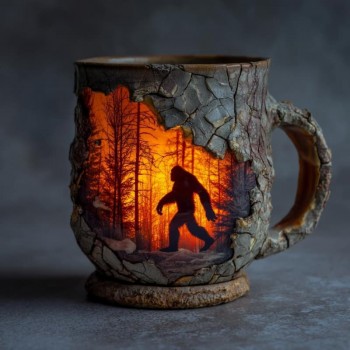 Bigfoot Forest Fire 3D Stainless Steel Water Cup Mug