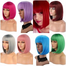 Halloween Synthetic Straight Party Women Bob Cosplay Headwear Short Wigs