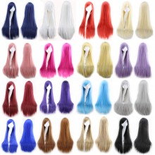 80cm Long Women Straight Synthetic Hair White Purple Cosplay Wigs
