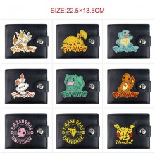 Pokemon anime card holder magnetic buckle wallet purse