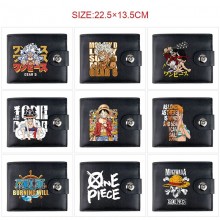 One Piece anime card holder magnetic buckle wallet...