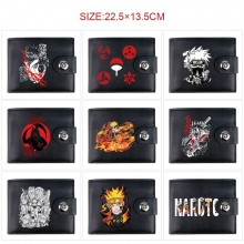 Naruto anime card holder magnetic buckle wallet pu...