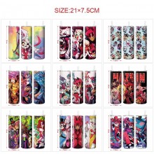 Hazbin Hotel anime coffee water bottle cup with st...