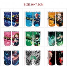 My Hero Academia anime coffee water bottle cup with straw stainless steel
