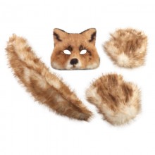 Fluffy Fur Fox Tail and Mask and Paws Gloves set