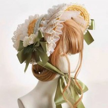 French Rural Style Lolita Straw Flower Beach Hat