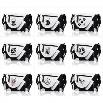 Naruto anime PU black white color crossbody satchel shoulder bag