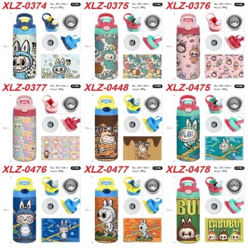Labubu anime sports water bottle cup with straw 350ml