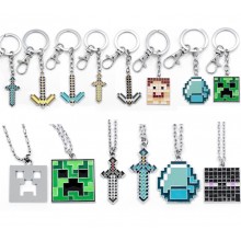 Minecraft game alloy key chains necklace