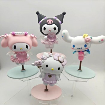 4pcs/set Sanrio Melody kitty Cinnamoroll Kuromi anime figures(OPP bag)