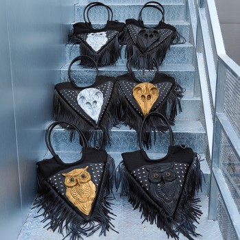 Retro Skull Rivet Gothic Tassel Handbag Punk Shoulder Crossbody Bag