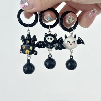 Halloween Cartoon Ghost Bat Black Cat Clock Key chains