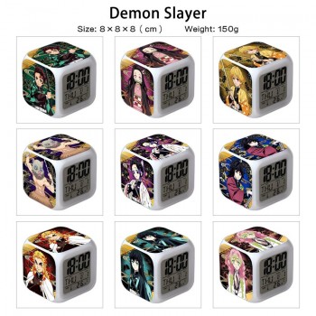 Demon Slayer anime Alarm Clock Colorful Light Display Time Week Month