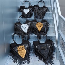 Retro Skull Rivet Gothic Tassel Handbag Punk Shoul...