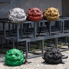 3D three-dimensional tiger head shoulder crossbody...