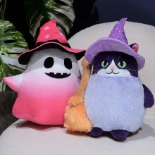 Halloween ghost wizard cat plush doll