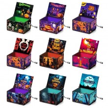 Halloween Art Six sided Painted Hand cranked Music Box