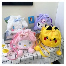Sanrio Melody Pikachu Cinnamoroll Kuromi plush drawstring bag