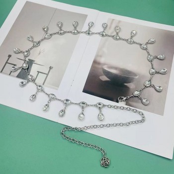 Women Teardrop Shaped Metal Waist Chain Belt