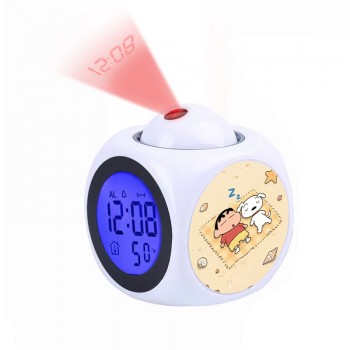 Crayon Shin-chan anime LCD Projection Digital Alarm Clock Projector Temperature