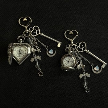 Hollow Heart Pocket Watch Chain keychain