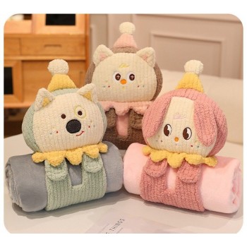 2 in 1 Pillow Blanket Soft Plush Blanket Small Cushion