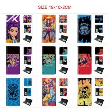 K-POP Demon Hunters anime Three Fold Button long wallet Purse