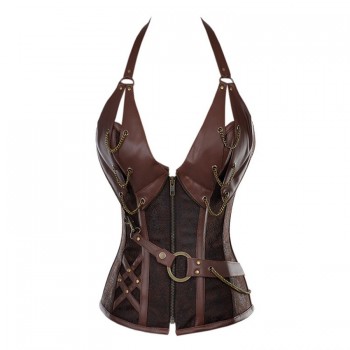 Women Medieval Viking Pirate Costume Leather Overbust Corselet Vest