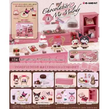 8pcs/set Re-Ment Sanrio My Melody Kuromi Chocolate Workshop Miniature figures