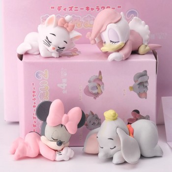 4pcs/set Marie Cat Dumbo Minnie Daisy Character Sleep Figures