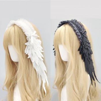 Gothic Lolita Headpiece with Angel Wings Lace Hairband