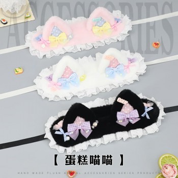 Lolita Funny Bow Cat Ears Headband Lace Hair Band