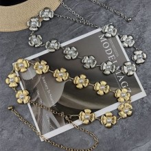 Women Flower Shaped Metal Waist Chain Belt