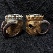 Viking Sheep Horns Skull Mug Stainless Steel Coffe...