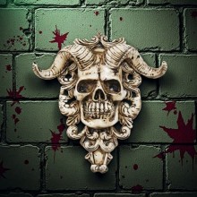 Satan Skull Wall Hanging Resin Statue Horror Figur...